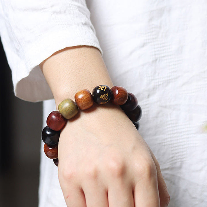 Armband Om Mani Padme Hum Tibet verschiedene Natursteine elastisch Handgelenk