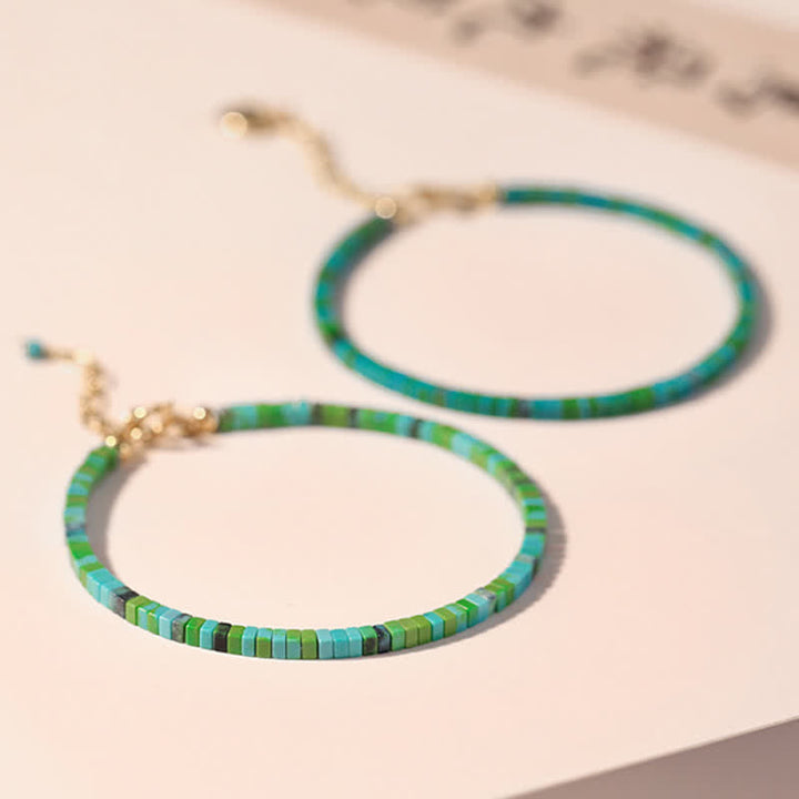 Armband Türkis Stärke grüne Perlen elastisch goldene Verschlüsse
