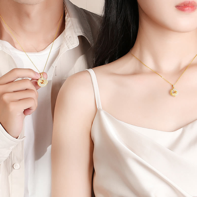Kette Hetian-Jade Drachen-Phönix Glück Paarschmuck Gold