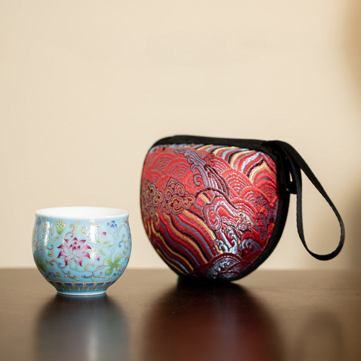 Teetasse Design Lotus Kung Fu Keramik Blaue Lotus-Tasse 80ml (mit Beutel)