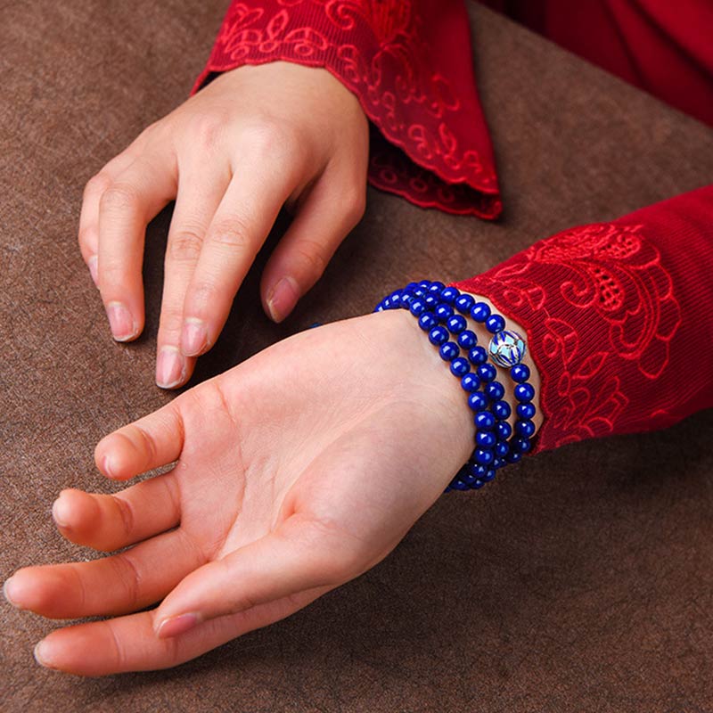 Armband Lazurit Blau Perlen Elastisch Handgelenk Getragen Schmuck