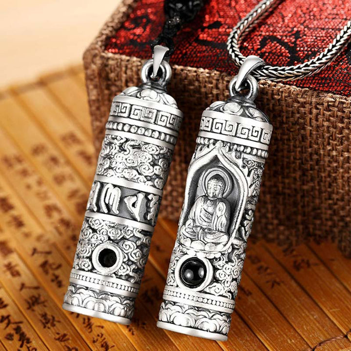 Silber Kette Kristall Tierkreis-Buddha Wohlstand Anhänger Amulett