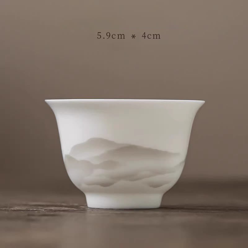 Gaiwan Porzellan Berglandschaft Sancai Vintage Tasse schmal 50ml