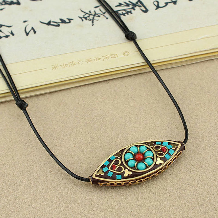 Anhänger Kette Türkis Buddha Marquise Schutz tibetisch