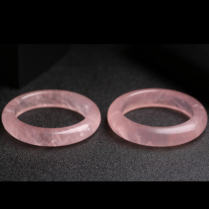 Armband Rosenquarz – Liebe Energie zwei polierte Naturstein Ringe rosa