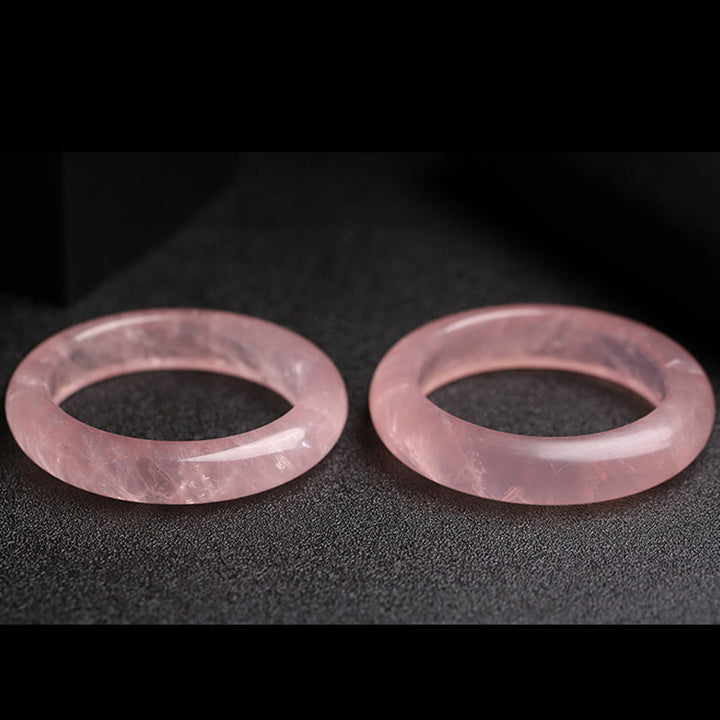 Armband Rosenquarz – Liebe Energie zwei polierte Naturstein Ringe rosa