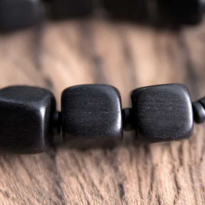 Armband Ebenholz – Stärke schwarze Perlen Naturstein elastisch tragbar