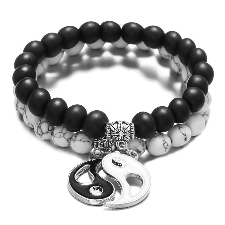 Armband Yin Yang - Onyx Weißer Türkis