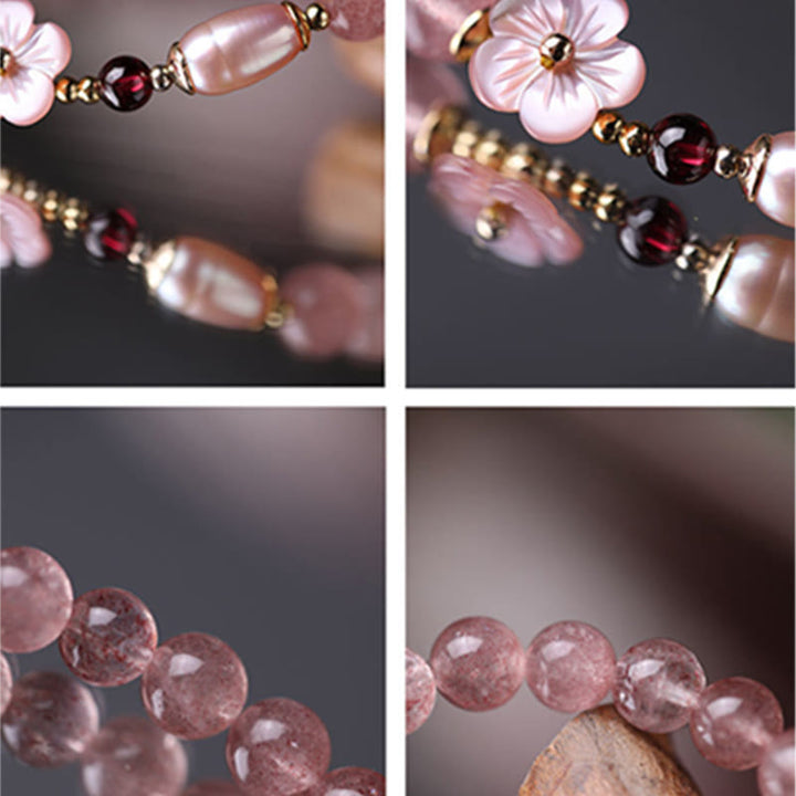 Armband Erdbeerquarz Pfirsichblüte – Liebe