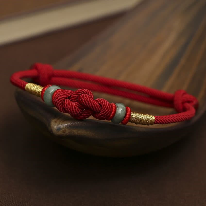 Armband Rotes Band Jade - Glück Knoten