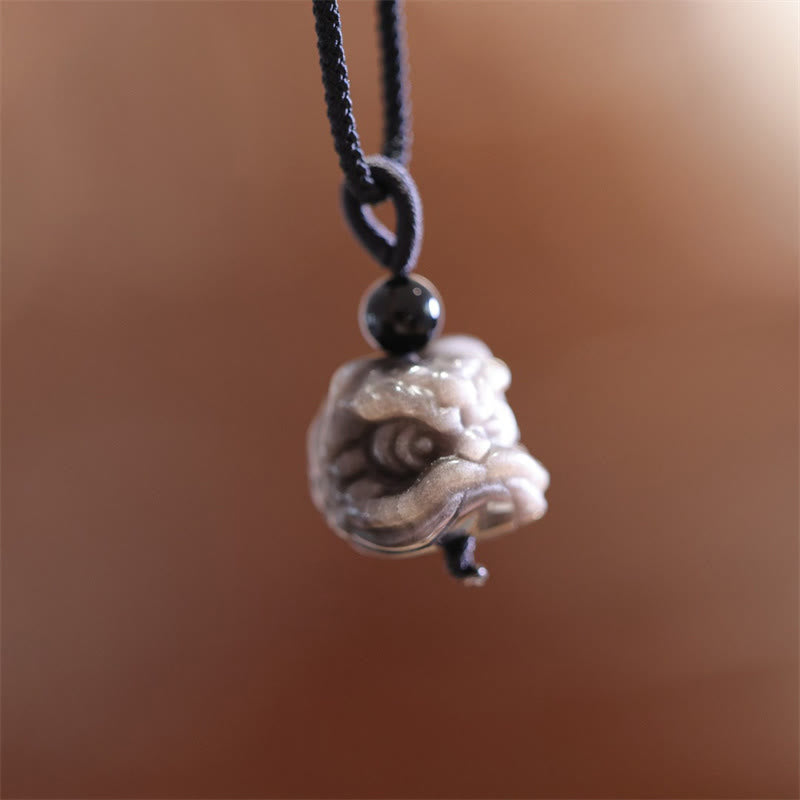 Kette schwarzer Obsidian tanzender Löwe – Schutz