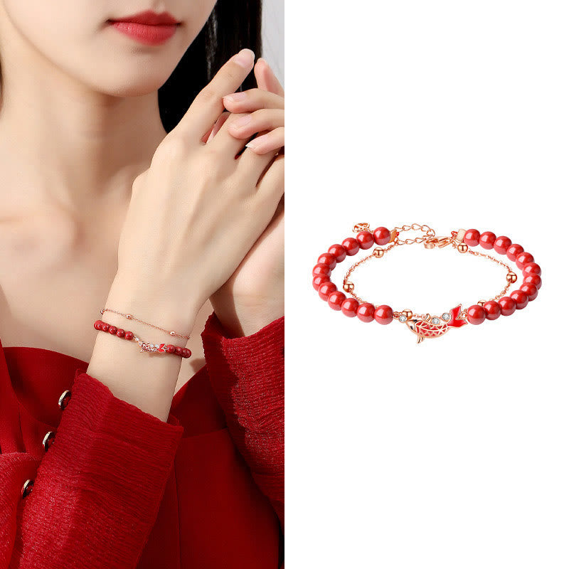 Armband 925 Silber Zinnober Koi Fisch – Glück & Wohlstand
