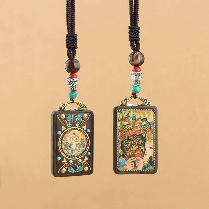Kette Ebenholz Tibet Buddha Anhänger Schutzamulett
