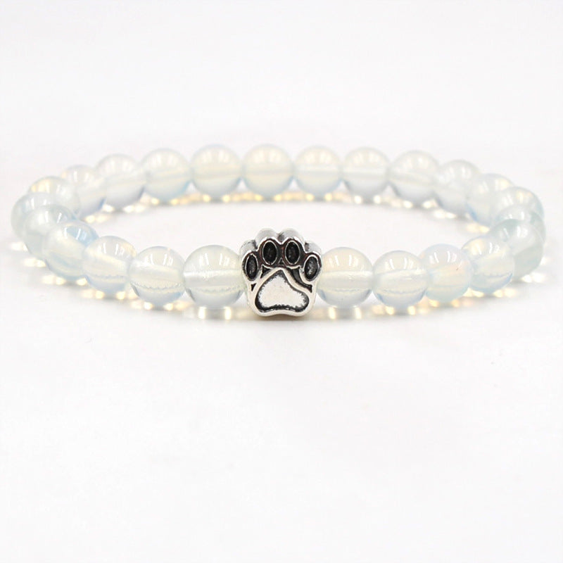 Armband Achat – Ruhe mit Pfotenmotiv Naturstein elastisch getragen