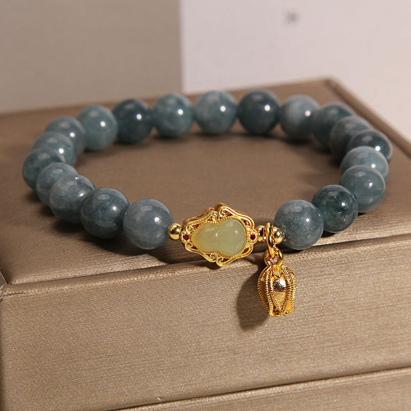 Armband Jade Gourd – Glück grauer Stein gold Charm elegant