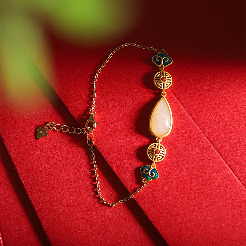 Anhänger Jade Armband Wassertropfen Gold Kette