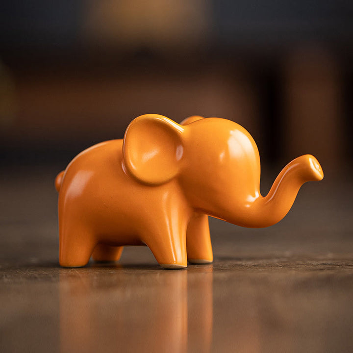 Elefant Figur Keramik Deko Oranger Elefant