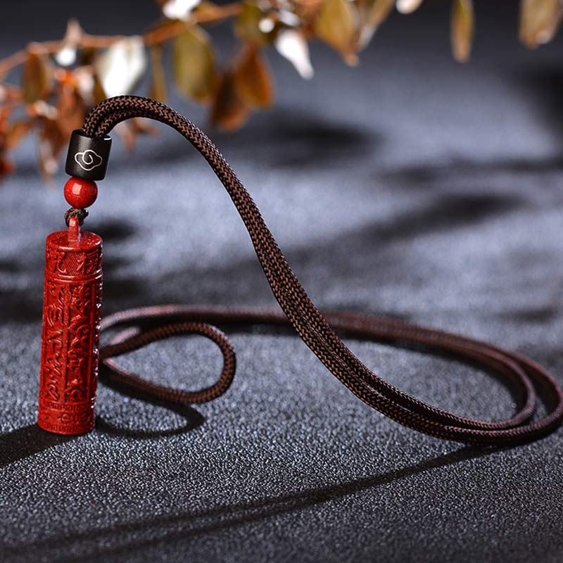 Rote Zinnober Kette Mantra Anhänger traditioneller asiatischer Schmuck Naturstein