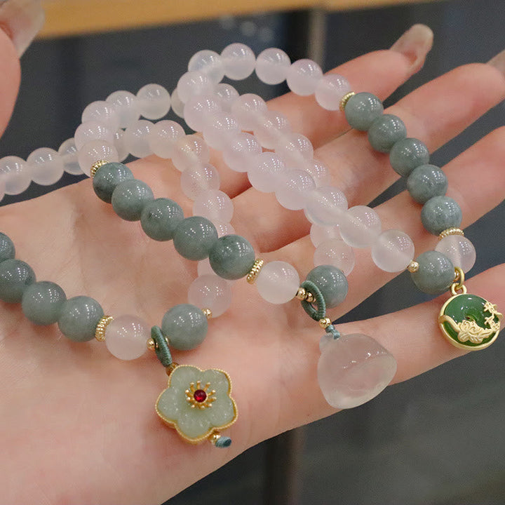 Armband Achat Jade Lotus Schutz Frieden elegantes Naturstein Schmuckstück Hand