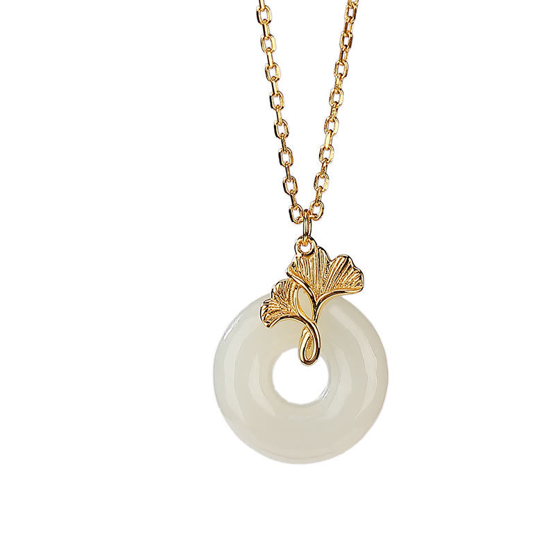 Kette Hetian-Jade Ginkgo Natur – Glück