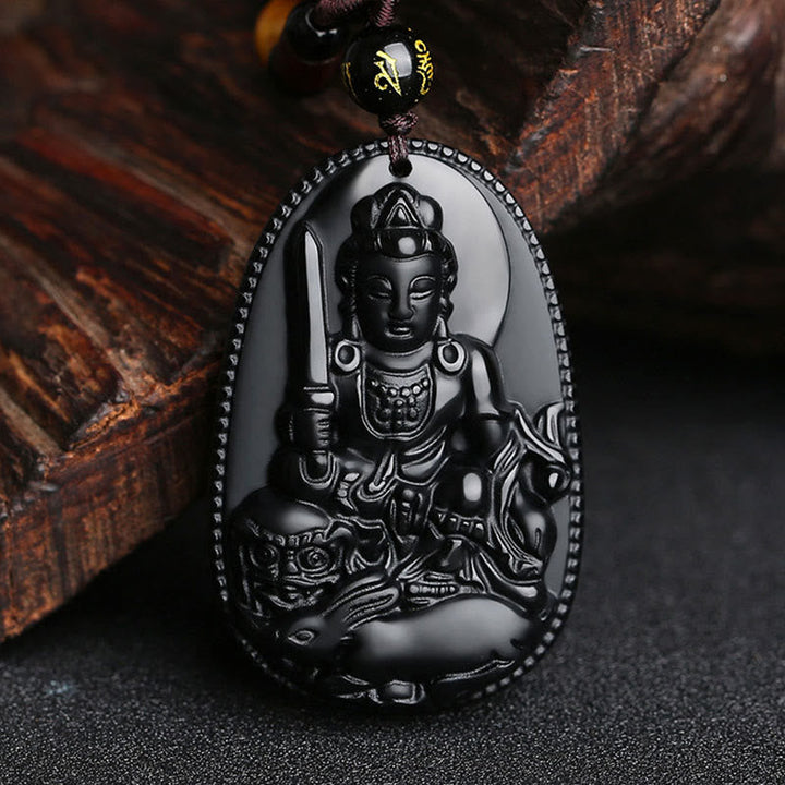 Anhänger Kette Obsidian Buddha Geburtsbuddha Schmuck