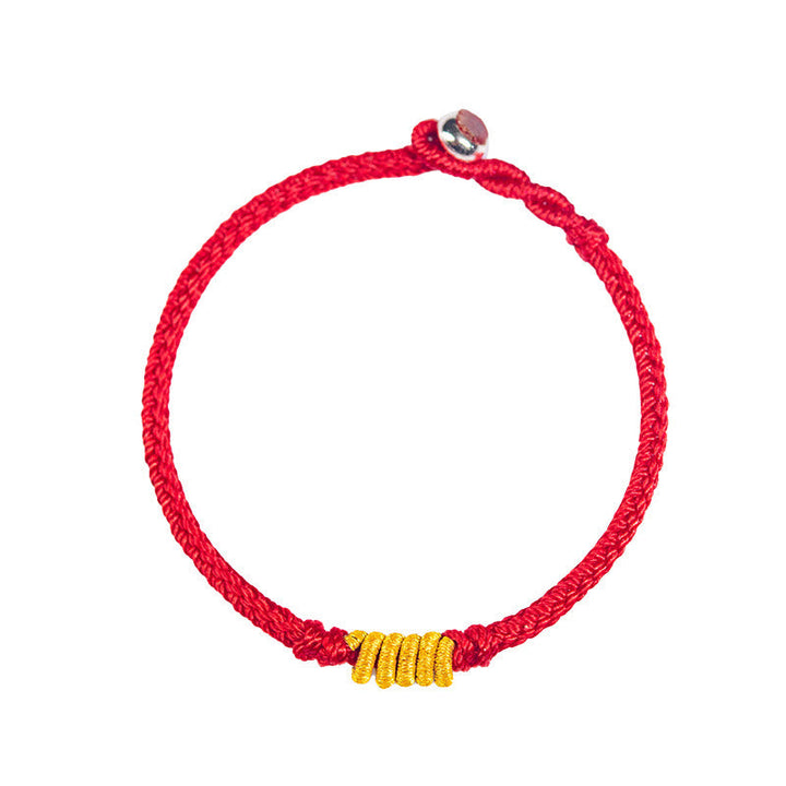 Rotes Armband mit goldenen Perlen – Schutz & Glück Energie elastisch