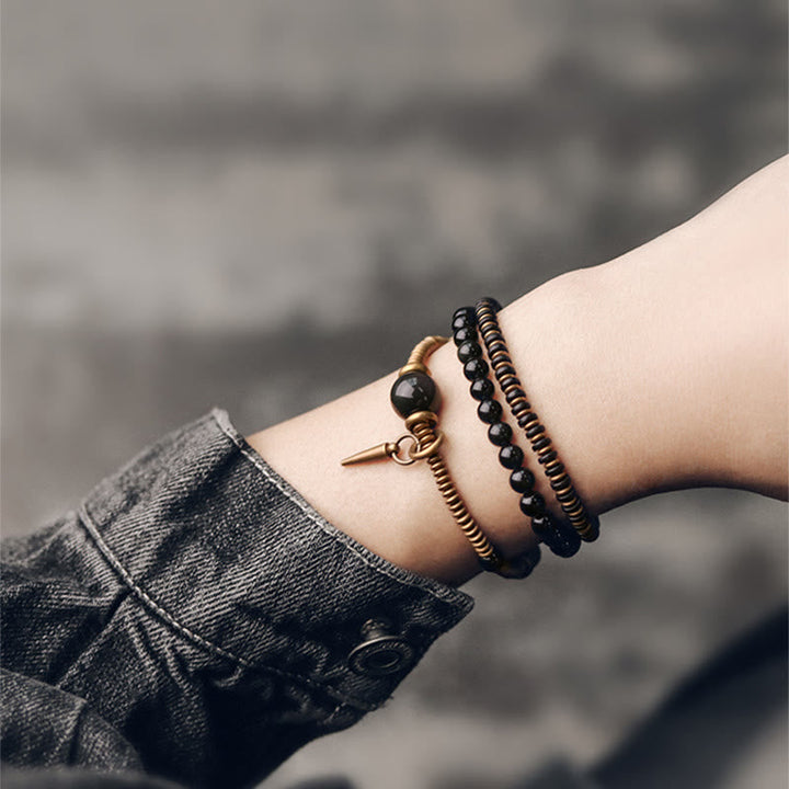 Armband Regenbogen Obsidian Ebenholz - Heilung