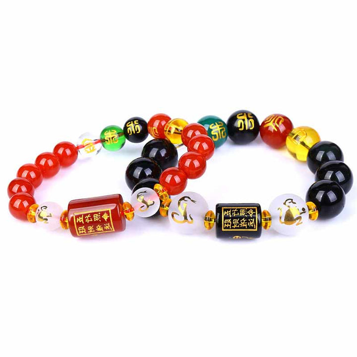 Armband Obsidian Roter Achat - Reichtum Wohlstand