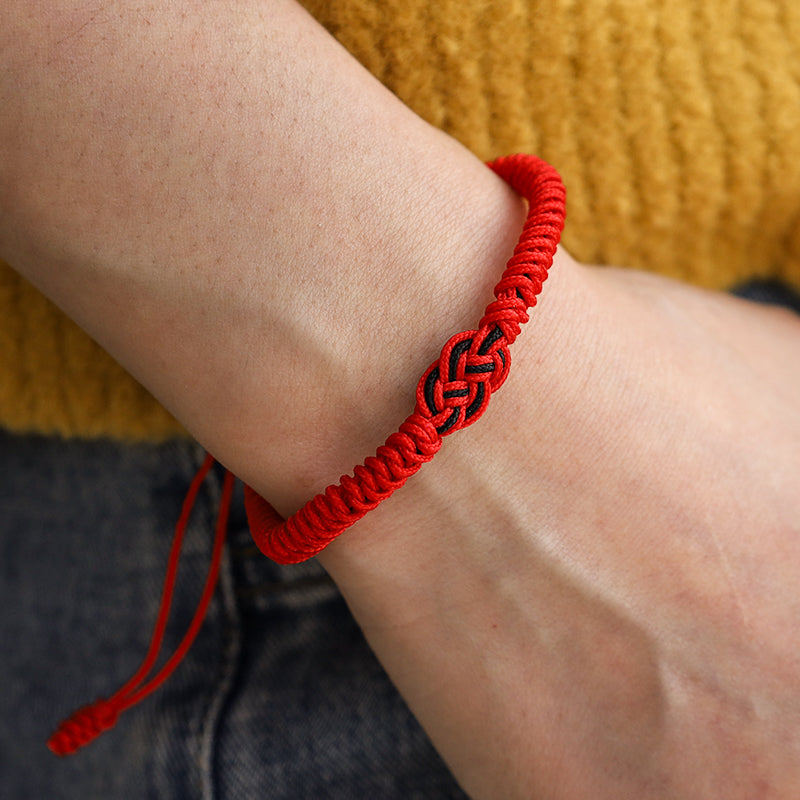 Armband Rot Schwarz Chinesischer Knoten - Schutz