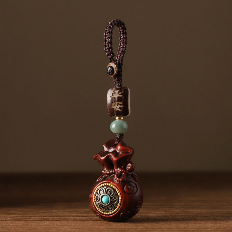 Sandelholz Om Mani Padme Hum Armband Anhänger mit Rotwild Schutzstein