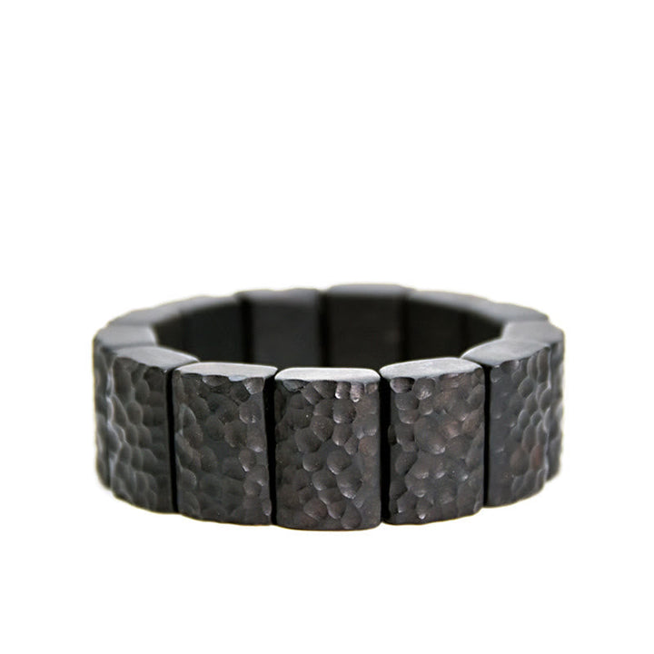 Armband Ebenholz Paar Frieden schwarzer Naturstein gehämmert elastisch