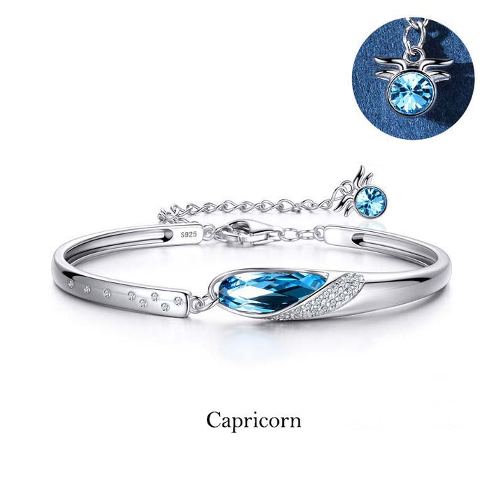 Capricorn Armband 925 Silber Tierkreiszeichen – Schutz blaues Kristall glänzend