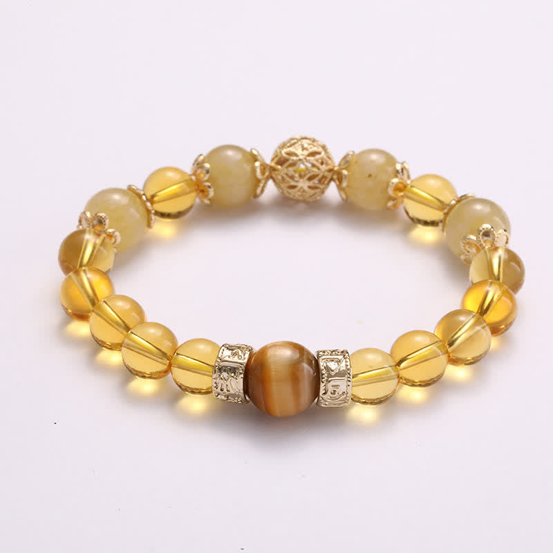 Armband Citrin – Wohlstand mit goldenem Naturstein und Perlen elegant.