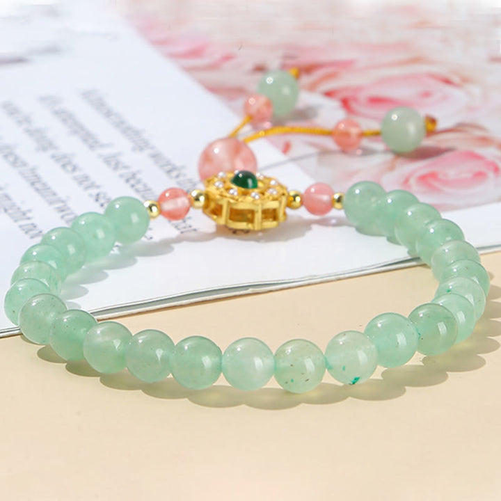 Armband Grüner Aventurin – Glück Balance mit goldenem Verschluss Naturstein