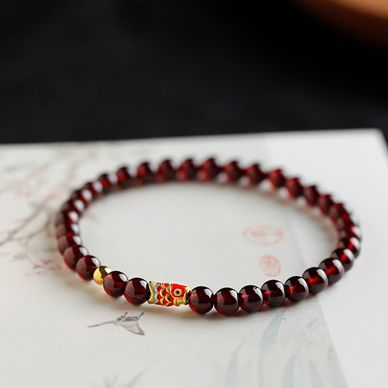 Armband Granat Koi Fisch – Schutz
