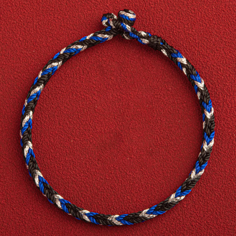 Armband Mehrfarbig Glücksband blau schwarz weiß geflochten Glücksband Wohlstand