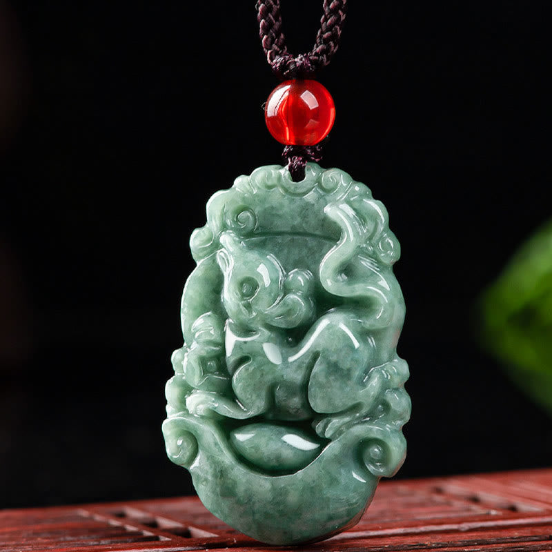 Kette Jade Chinesischer Tierkreis – Wohlstand & Fokus – Bild 11 – Jade Kette Chinesischer Tierkreis Anhänger grüner Naturstein Wohlstand Fokus