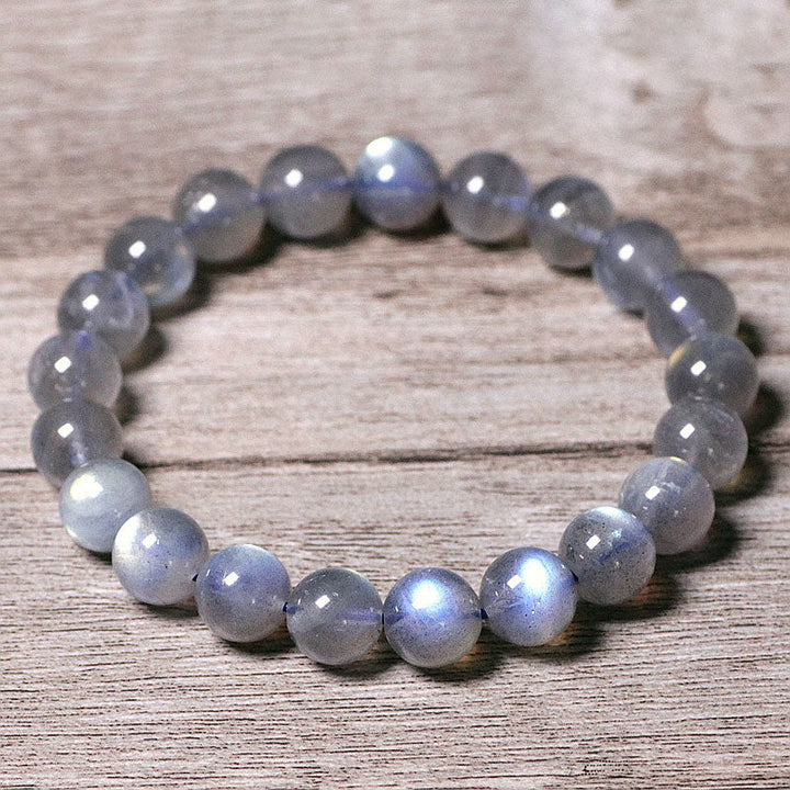 Armband Mondstein Mond – Ruhe elegant grau transparent glänzend elastisch