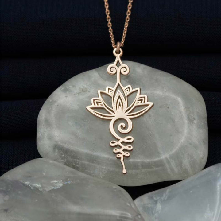 Kette Sterling Silber Lotus Anhänger Wohlstand Glück Naturstein