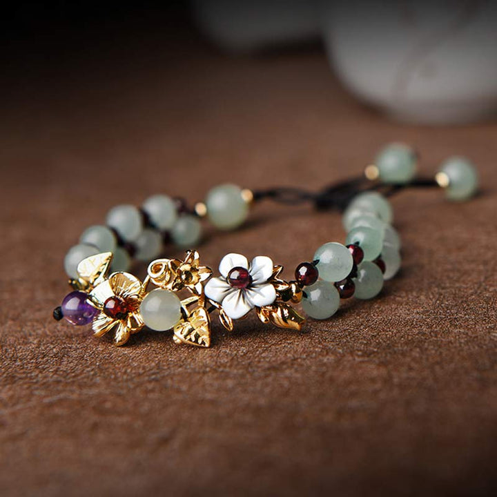 Armband Grüner Aventurin Granat - Glück