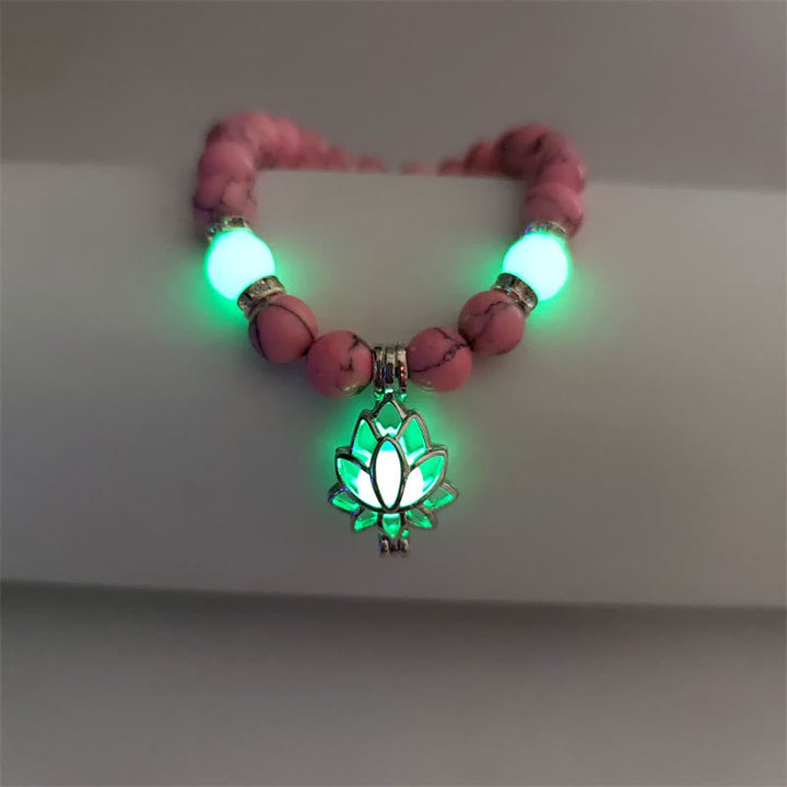 Armband Leuchtstein Türkis Lotus "Schutz"