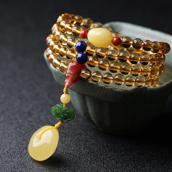 Armband Roter Achat Citrin Pixiu Schutz Frieden elastisch Naturstein.