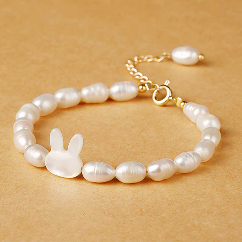 Armband Perle Hase weiß Naturperlen gold Verschluss elegant