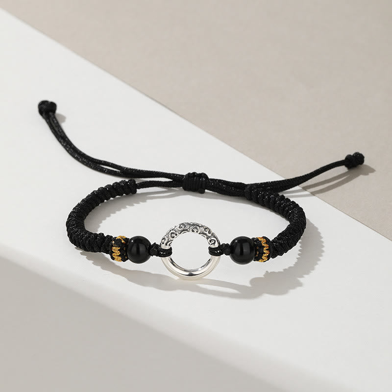 Schwarzes Armband 925 Silber mit Obsidian Perlen elegantes Design