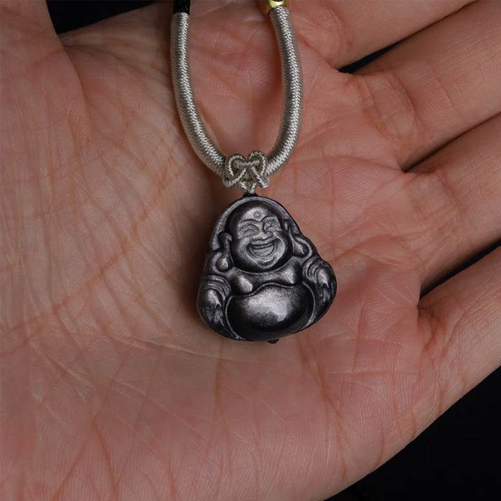 Kette lachender Buddha Anhänger Silber Natur