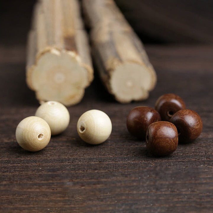 Holzperlen Armband Jade Bambus Naturholz braun creme Handwerk