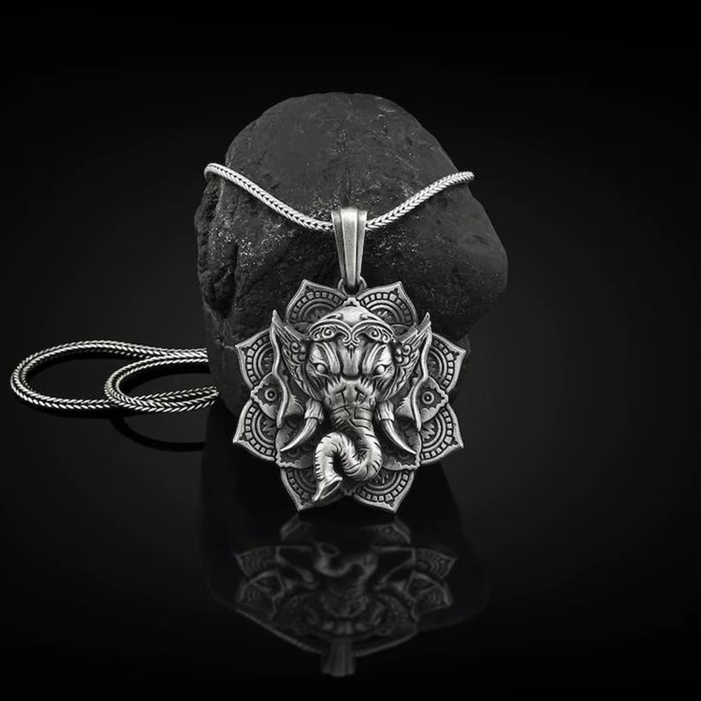 Zinn Ganesha Anhänger Elefant Kette Schutz