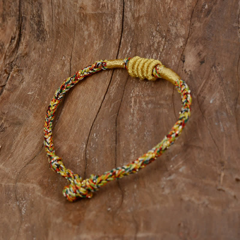 Armband bunt geflochten Knoten Schutz gelb rot grün Handgelenk