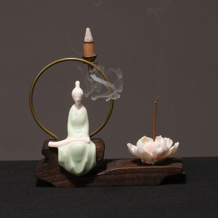 Räucherkegel Anzünden Keramik Lotus Türkis Zither