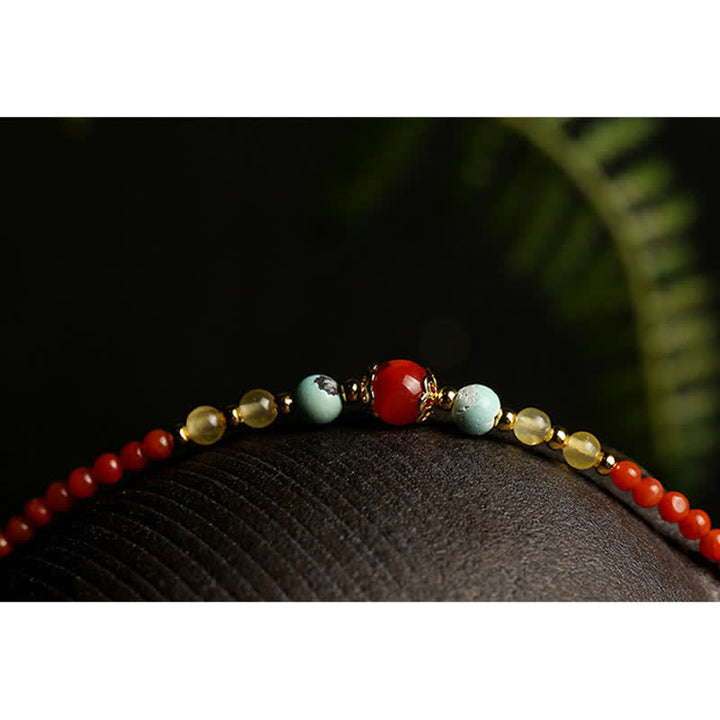 Kette Roter Achat Edelstein Nahaufnahme Beads